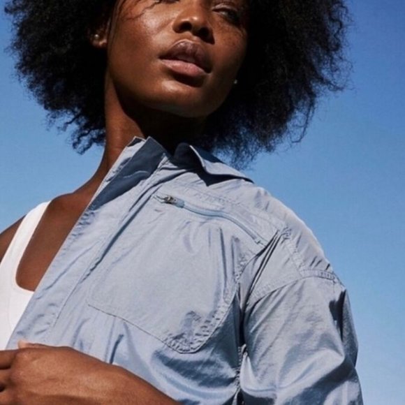 NEW Free People Movement Golden Hour One Piece Jumpsuit Coverall Nylon Blue Sz M - Picture 16 of 16